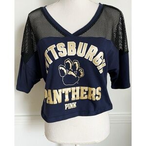VS Pink • Pittsburgh Panthers Navy Mesh Crop Top